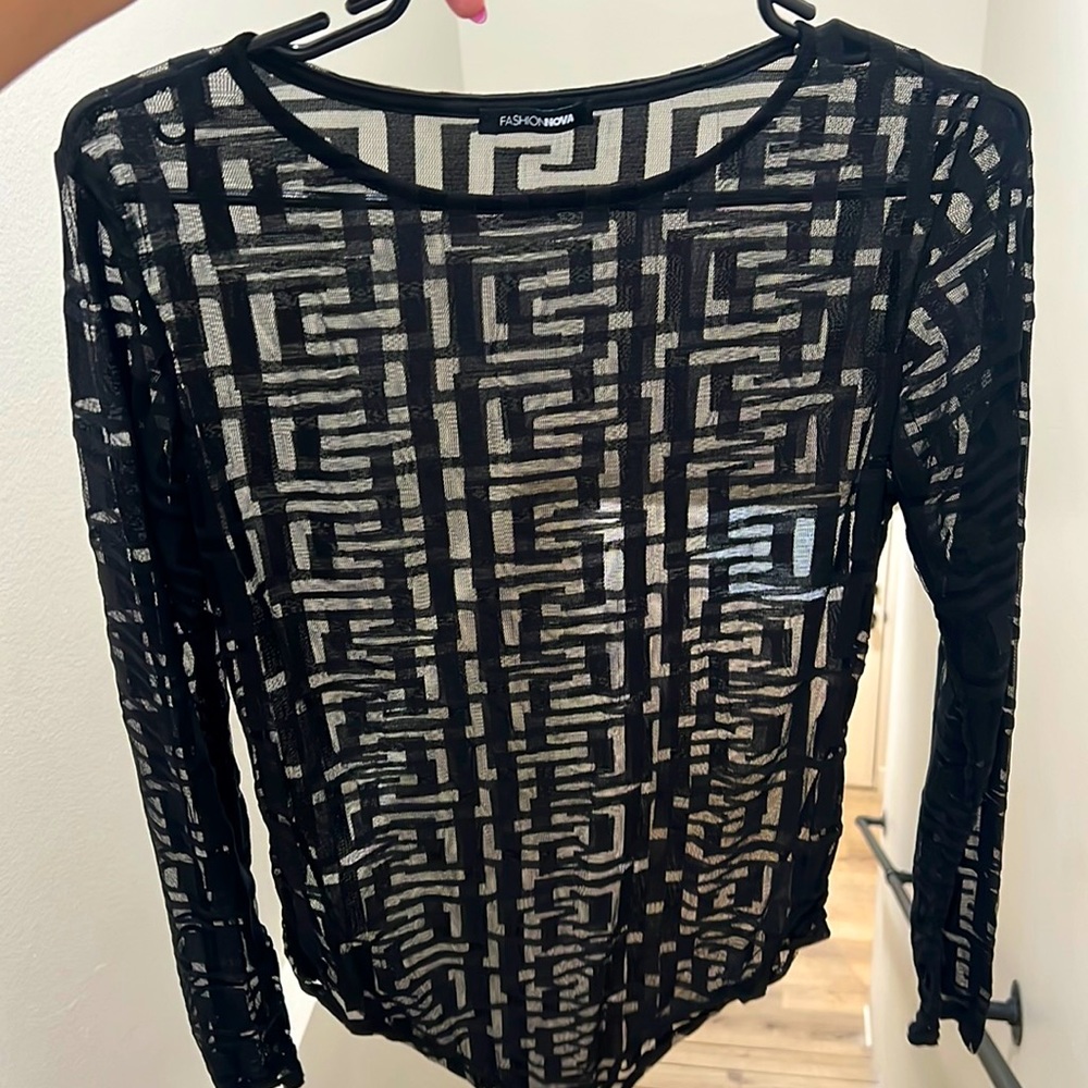 Black see through long body suit!